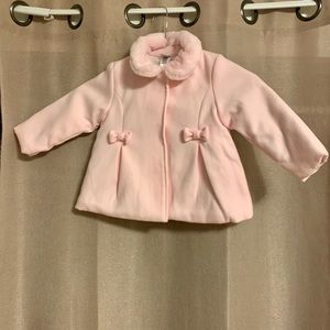 NWT Pink snap front faux fur collar coat
